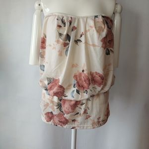 Fiona & Purple Floral Cinched Waist Sleeveless Top